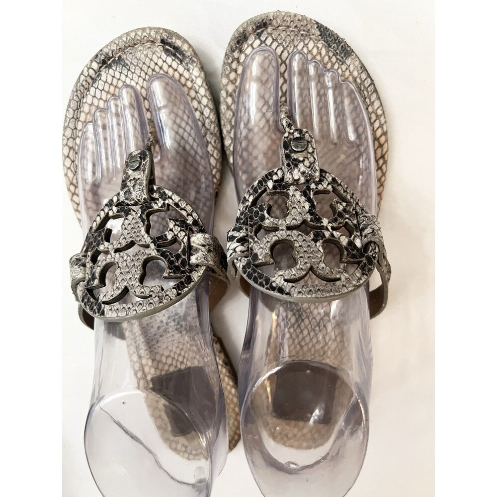 TORY BURCH Miller Thong Snakeskin Python Sandals $235 Size 8 - Picture 4 of 9